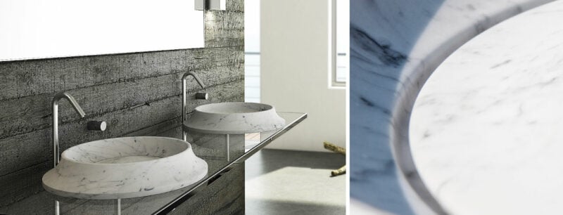 lavabo tondo in marmo bianco di carrara