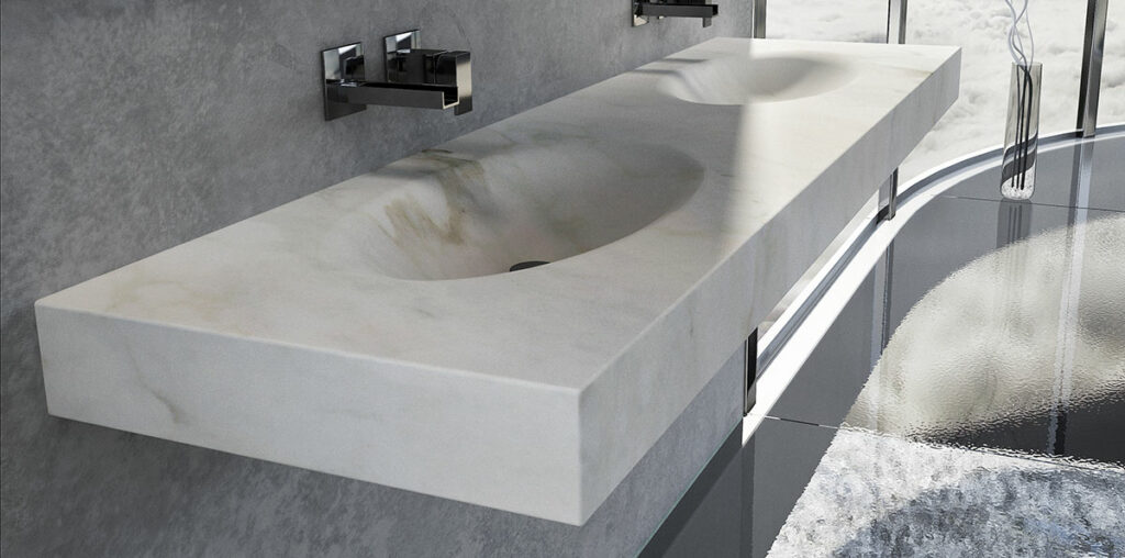 lavabo in marmo bianco a muro