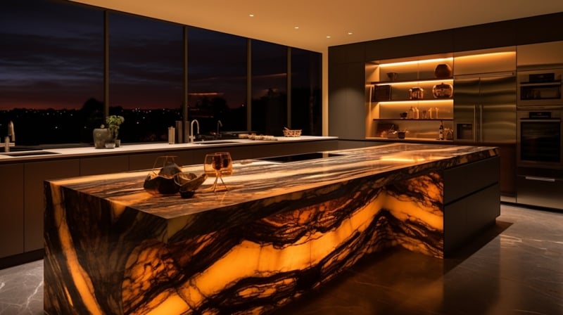 backlit onyx kitchen
