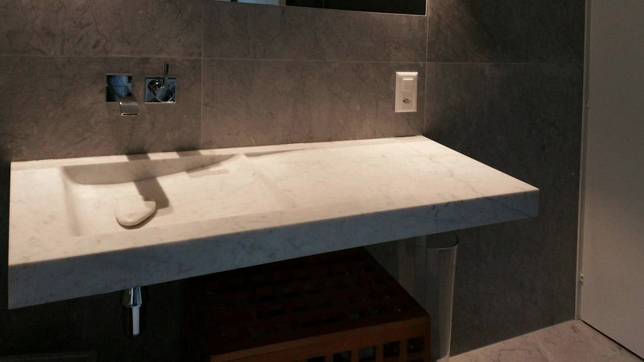 lavabo in marmo rettangolare onda