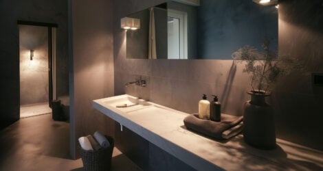 Custom Marble Bathroom Interiors. Carrara White and Grey Natural Stones Wall – Lugano, Switzerland