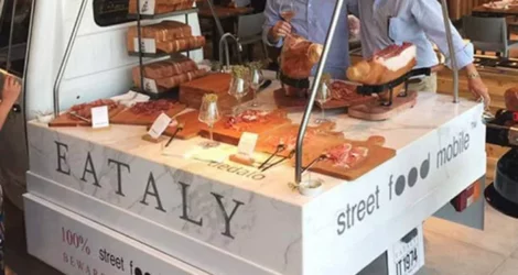 Small Food Truck Marble Inlaid Covering for Eataly Manhattan