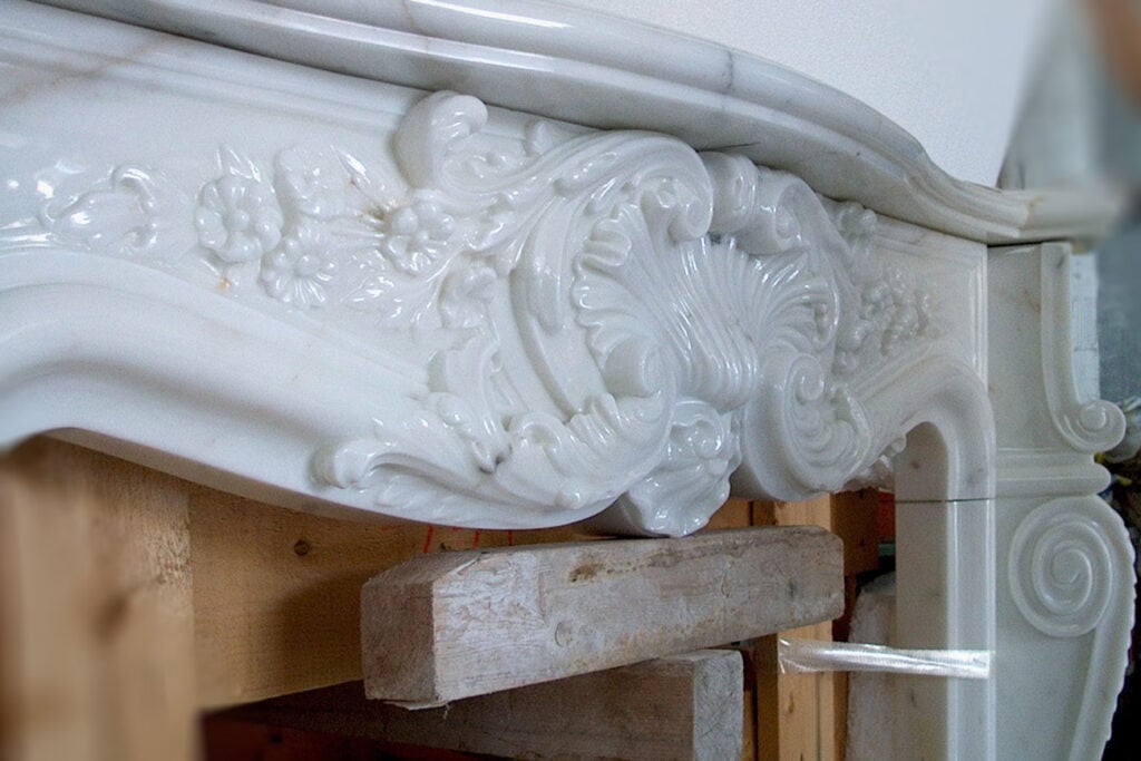 fireplace in marble decorated