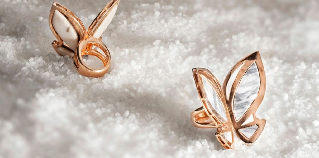 Gold and marble rings