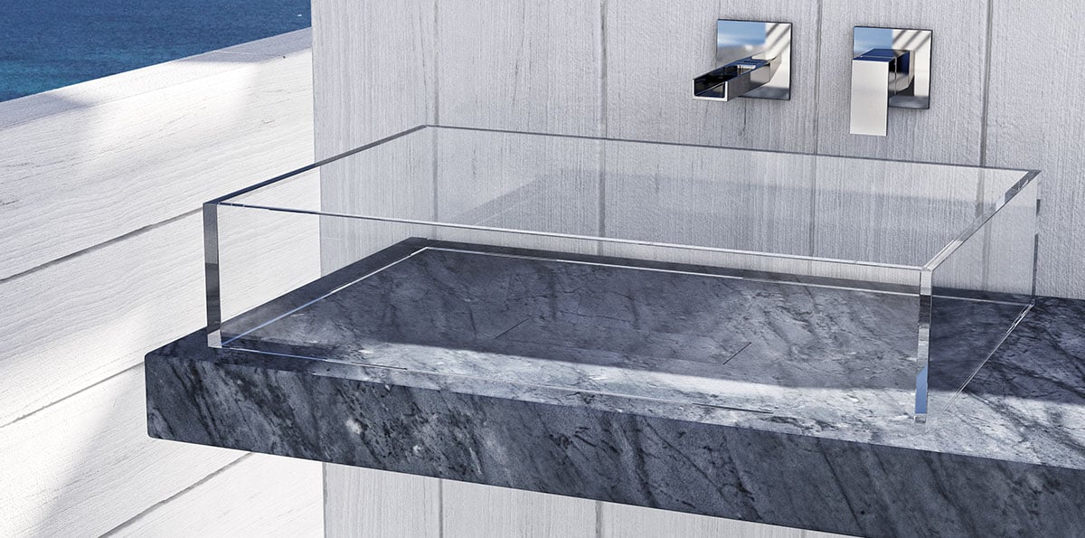 lavabo marmo leggero e vetro