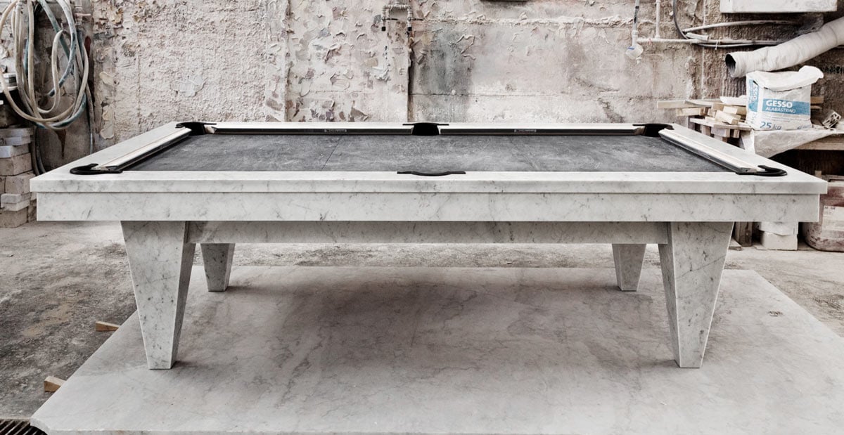 Marble Pool Tables handcrafted in Carrara, Italy Dedalo Stone