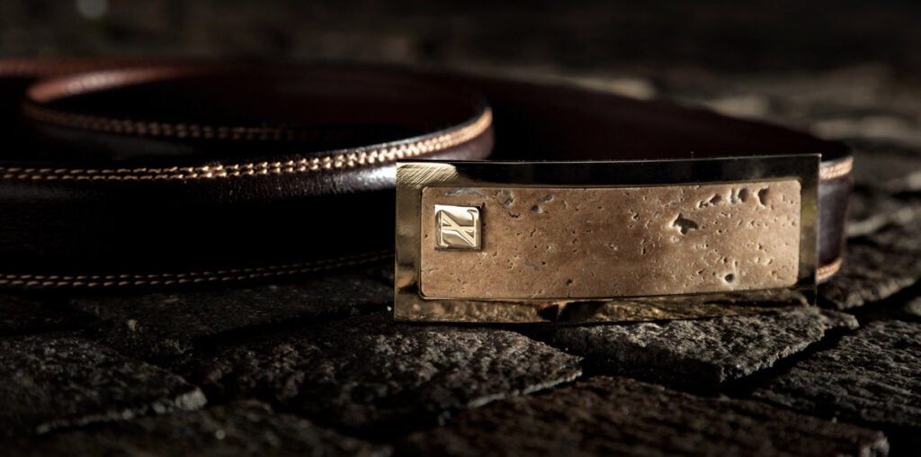 marble stone and gold buckle