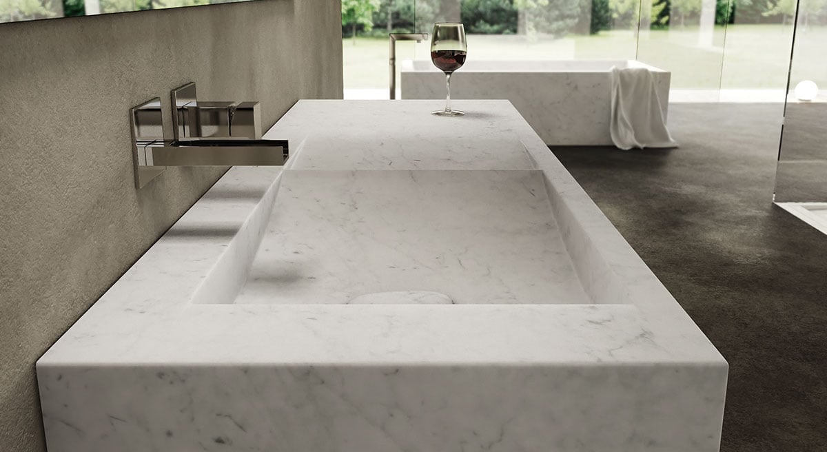 Luxury Rectangular Marble Sink Onda Dedalo Stone