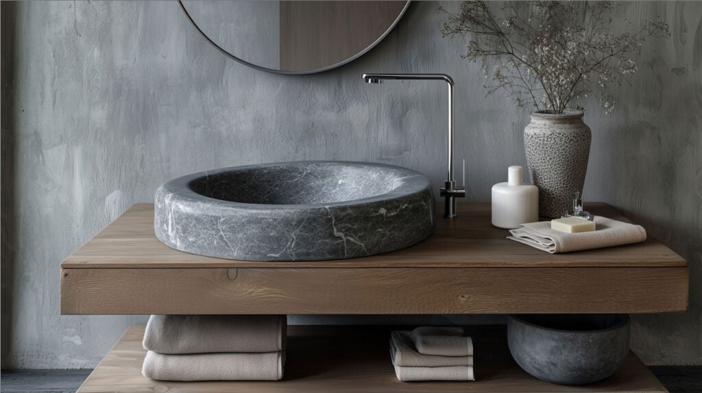 round marble sink drop design