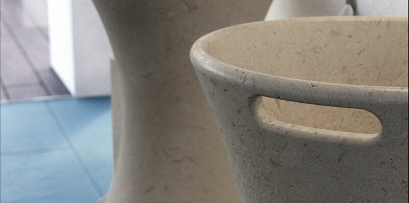 modern free standing sink in marble