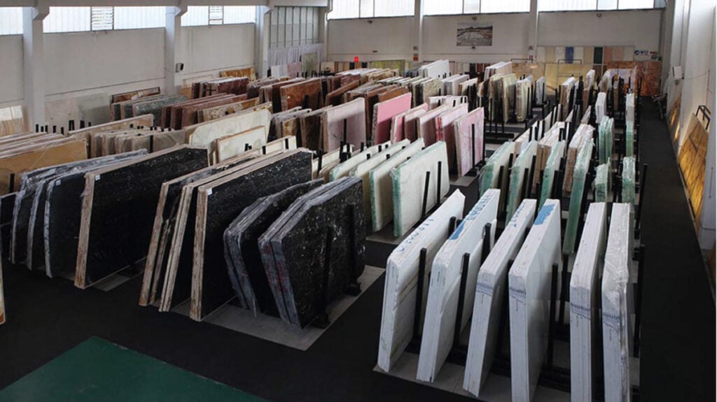 selection of materias and marble slab