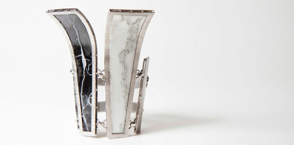 Silver and marble bracelet