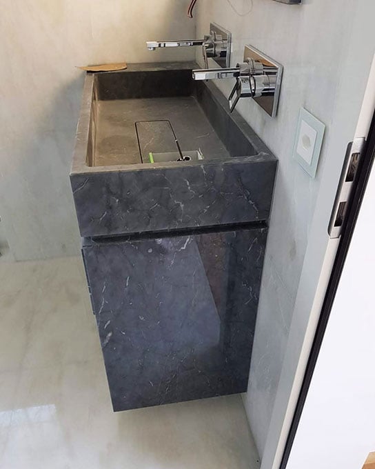 grey bardiglio marble sink and vanity