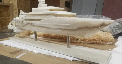 Yacht scale model in marble