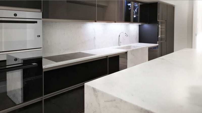 marble kitchen with island