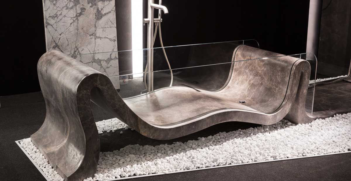 Marble and Glass Bathtub for Luxury Bathrooms Hydra Dedalo Stone