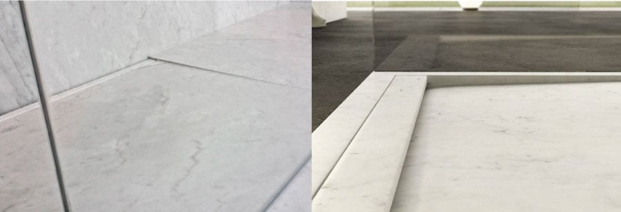 piatto doccia in marmo bianco di carrara moderno