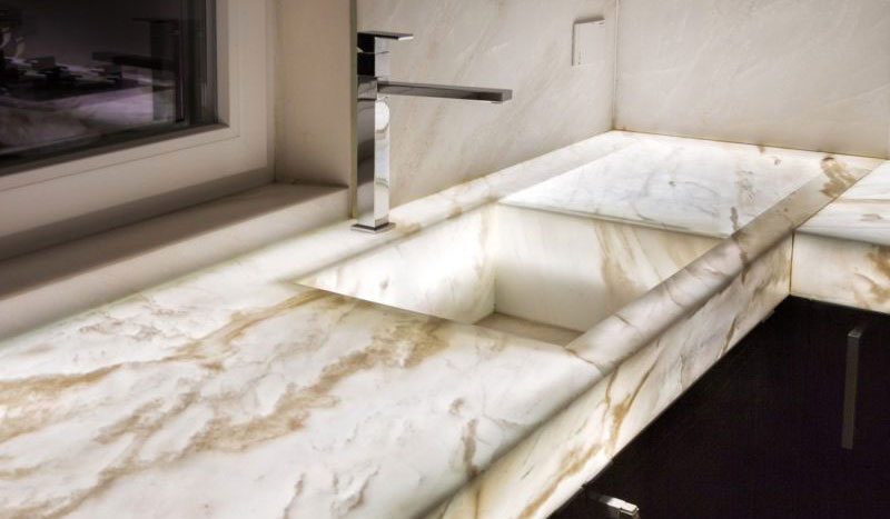 Built in marble kitchen sink