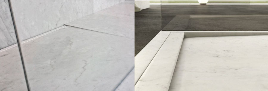 Carrara marble bases and pans