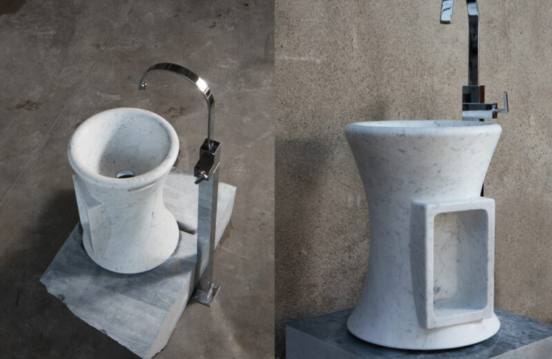 white carrara pedestal sink