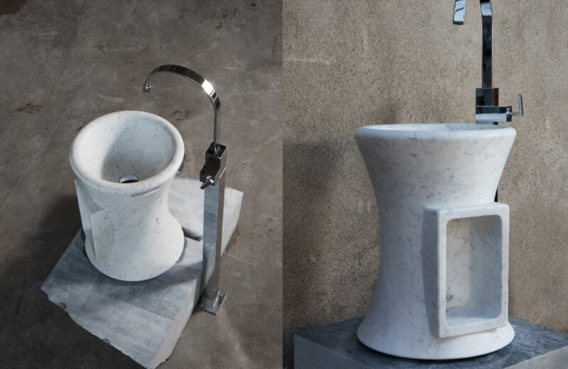 lababo freestanding in marmo bianco