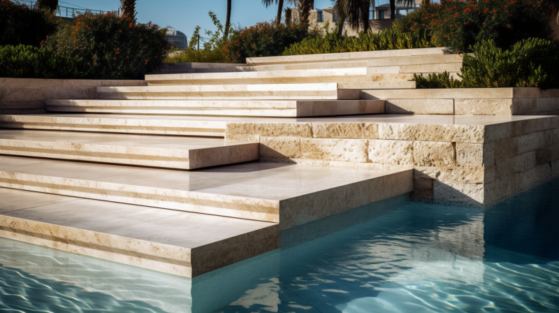 travertine outdoor stair