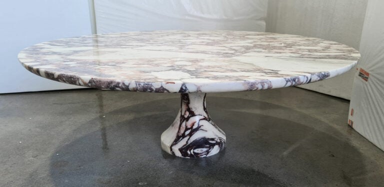 tavolo rotondo in marmo bianco tulip