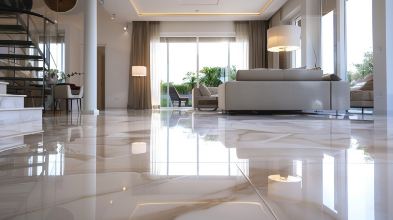 honed marble floor