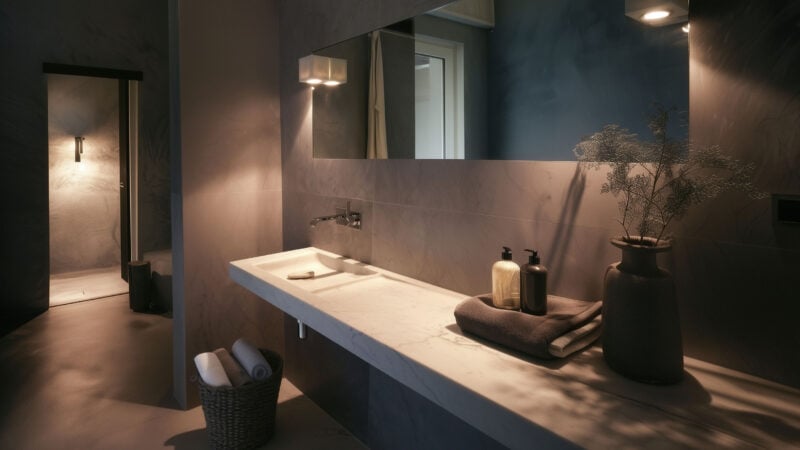 bagno su misura in marmo bianco e grigio