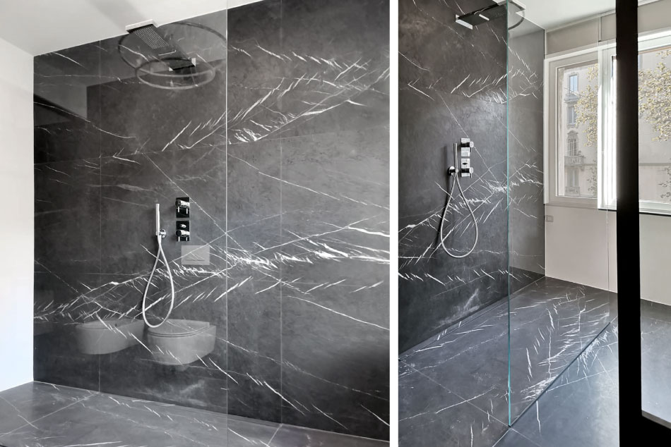 gray marble shower