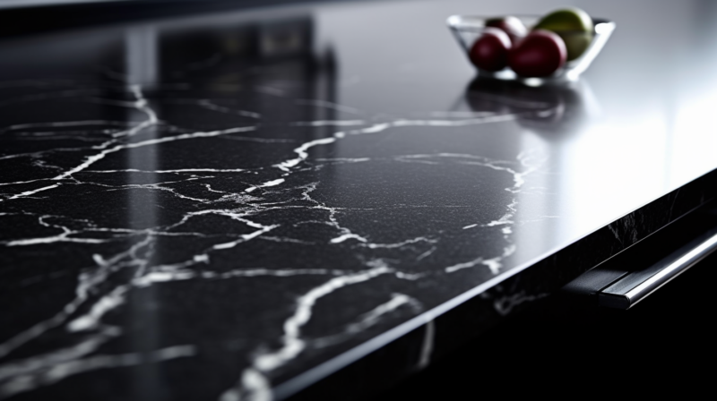 black marble countertop