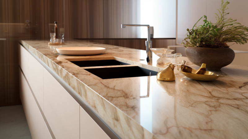 piano per cucina in marmo beige