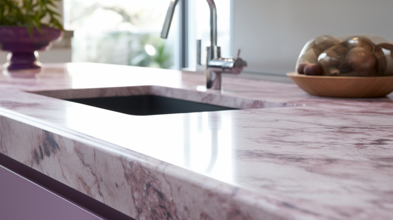 purple marble top kitchen