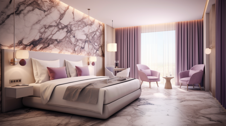 stanza albergo in marmo viola