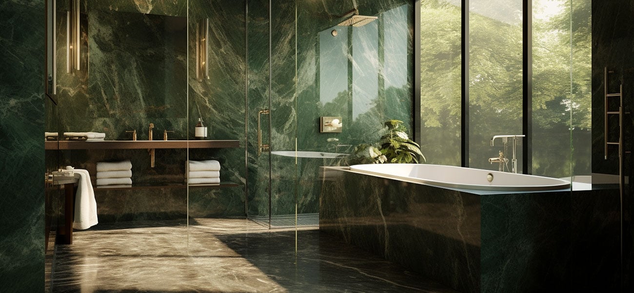 bagno in marmo verde