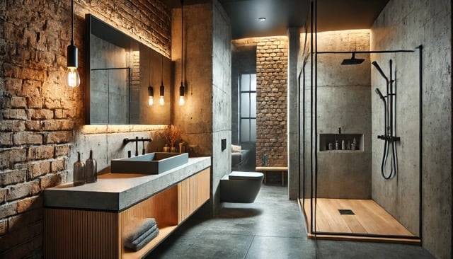 bagno accogliente legno e pietra