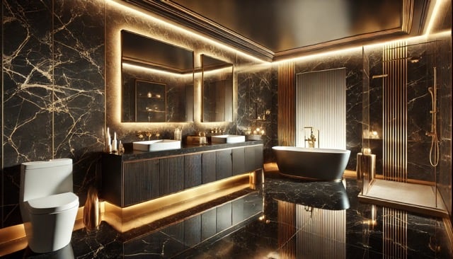 bagno moderno di lusso marmo e oro