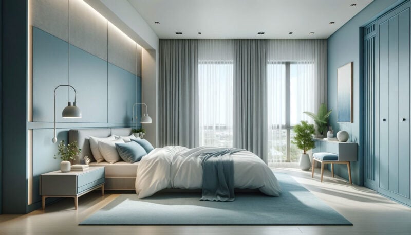 light blue bedroom