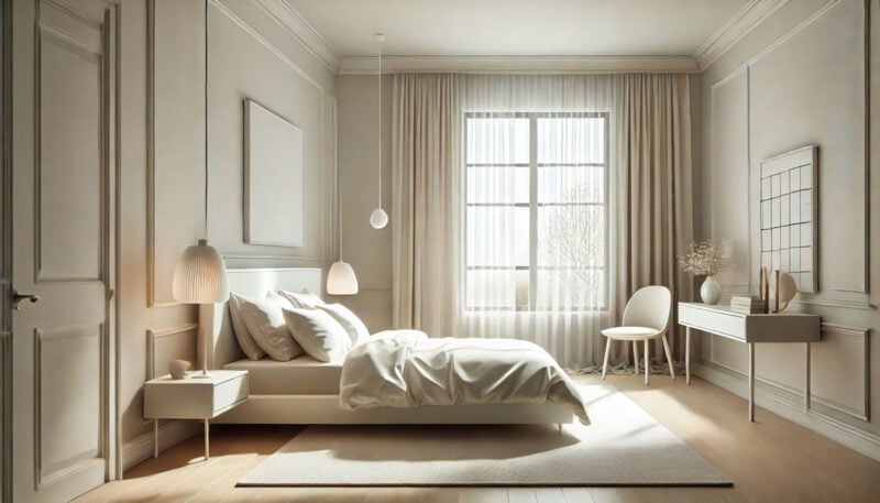 white and cream bedroom