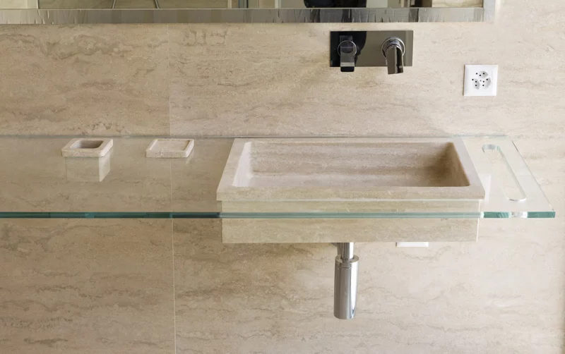 bathroom design travertine sink