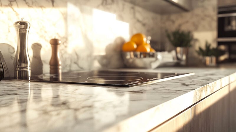 cucine con top in marmo calacatta