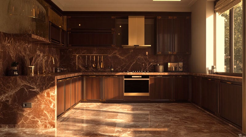 cucine con top in marmo linee minimaliste