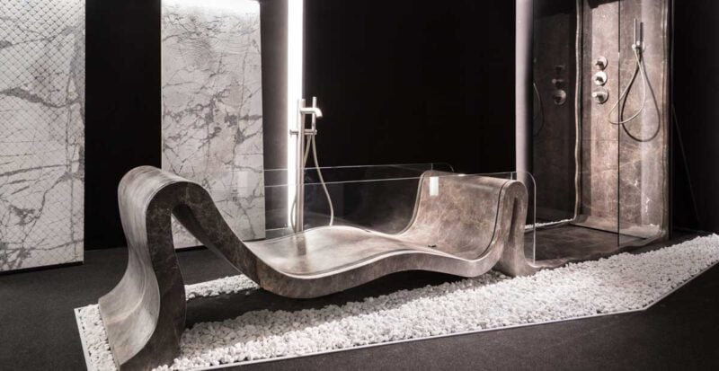 ergonomic dark marble bathtub
