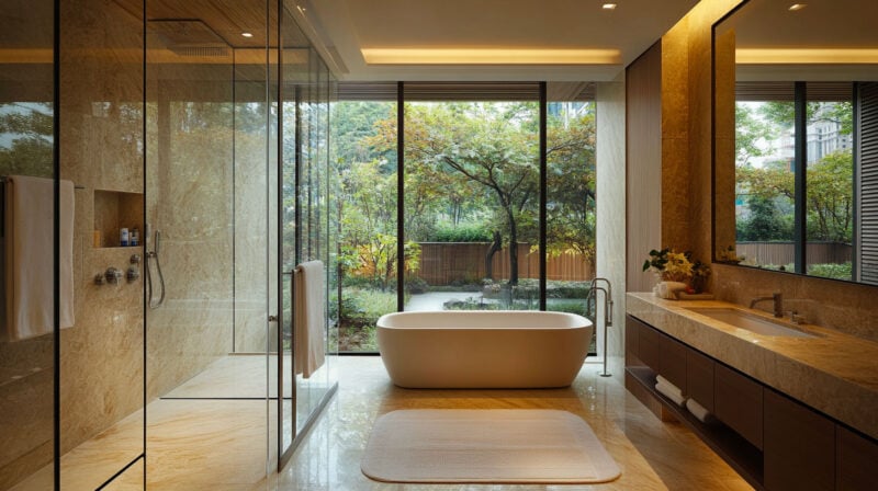 modern shower with natural light modern shower with natural light