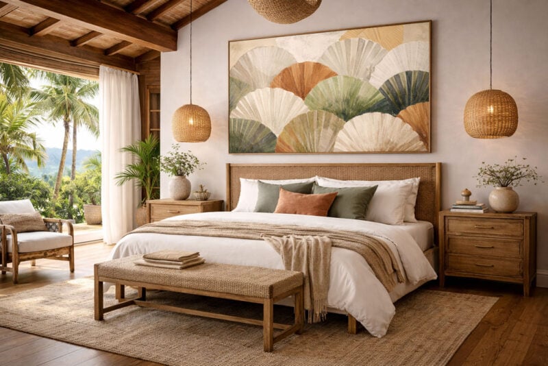 come appendere i quadri in camera da letto