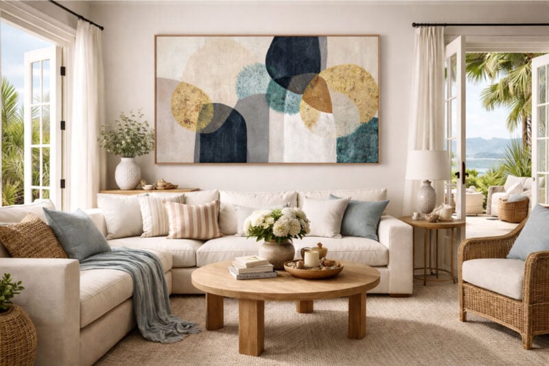 come appendere i quadri in soggiorno