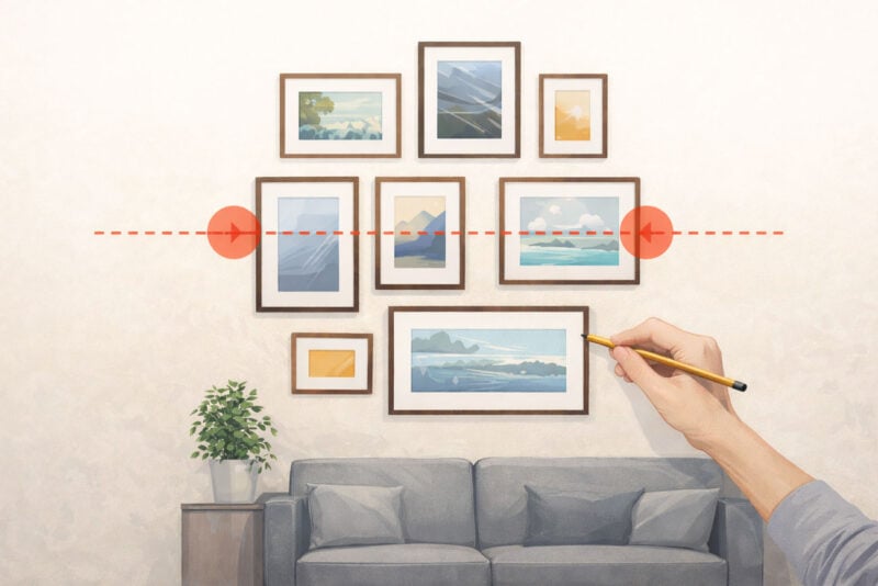 linea centrale per appendere i quadri