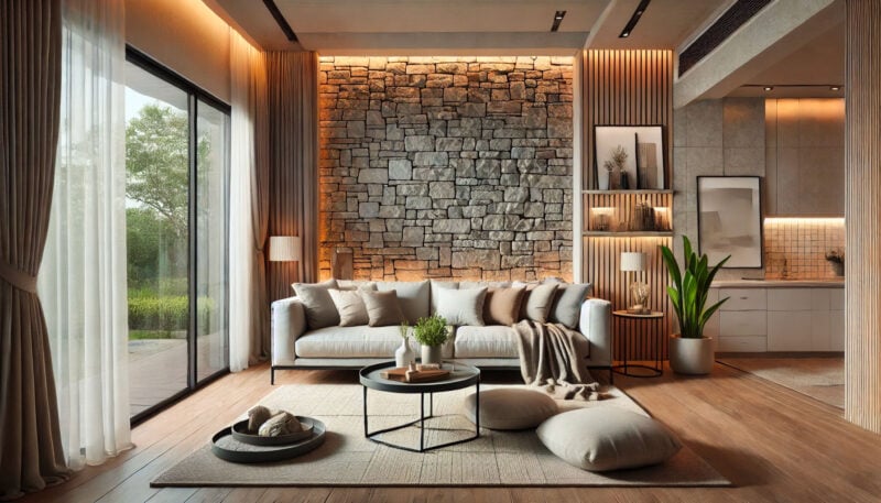 rustic natural stone accent wall