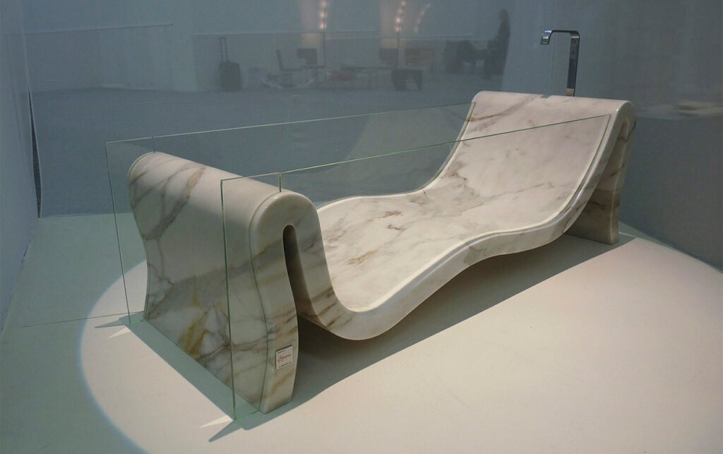 hydra crystal and marble bathtub