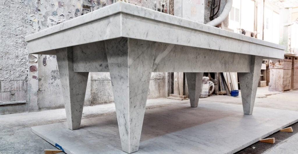 produktion marmorbillardtisch aus carrara